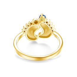 925 Sterling Silver Plating 14K Geel Gold Women Ring Baby voet met 12 Geboortesteen Fine Jewelry Trendy Ring Wedding Gift