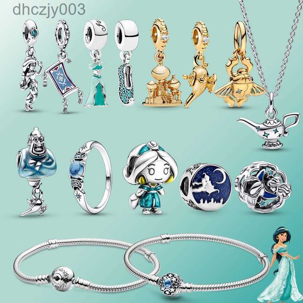 El encanto de la princesa Jasmine de Plata de Ley 925 es adecuado para la Pulsera Original, colgante de perlas, regalos de amor para mujer, entrega gratuita RM7T