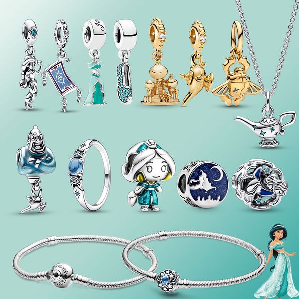 Le charme de la princesse Jasmine en argent sterling 925 convient aux bracelets à breloques originaux Pandora Pendentif Perle Femme Cadeaux d'amour pour la livraison gratuite