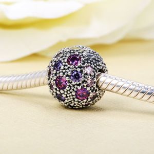 925 Sterling Silver Purple Cosmic Stars Clip Stopper Bead past Europese sieraden Pandora Style Charmarmebanden