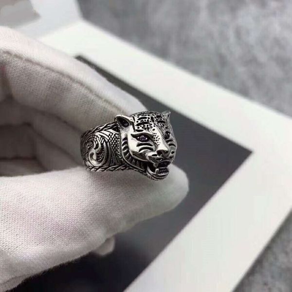 925 Sterling Silver Purple Eye Tiger Head Ring Vintage Sterling Silver Purple Eye Tiger Head Ring Thai Silver Tiger Head Ring185l