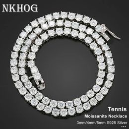 925 Sterling Silver Real Tennis Necklace Bracelet For Women Men Lab Diamond With GRA Neck Chain Lovers Fine Jewelry 240515