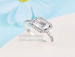 925 Sterling Zilver Rechthoekige Fonkelende Halo Ring Fit P Sieraden Engagement Bruiloft Liefhebbers Mode Ring Voor Women1333657