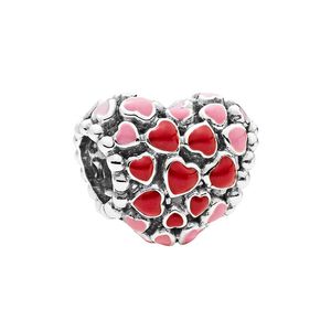 925 Sterling Silver Red Heart Shaped Charm Women Girls Sieraden Diy Originele doos voor Pandora Snake Chain armband Bangle maken Accessoires Charms