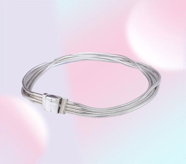 Bracelet multi-chaînes réflexions en argent Sterling 925, adapté aux Bracelets européens, breloques et perles 9220217