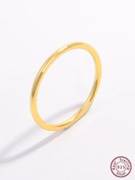 925 Sterling Silver Rhodium/14K Gold vergulde klassieke Circle Plain Ring For Women Simple Fine Jewelry Gifts for Daily Life Data