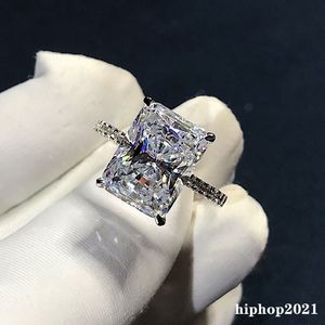 925 Sterling Zilveren Ring Cut 5ct Diamond Moissanite Vierkante Engagement Wedding Band Ringen Voor Vrouwen Gift3207