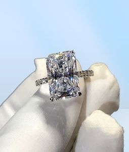 925 Sterling Silver Ring Cut 5CT Diamond Moisanite Square Engagement Band de bandes de mariage pour femmes Gift5935171