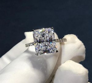 Bague en argent Sterling 925, diamant 5ct, Moissanite carrée, bague de fiançailles, de mariage, cadeau pour femmes254w60622834726711