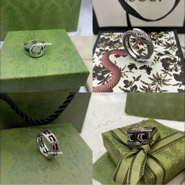 925 Joyería de diseñador de anillo de plata esterlina Dos g Ring de diseñador de lujo Turquoise Snake Fashion Fashion Valentine S Day Commacmement Regalo para hombres y mujeres