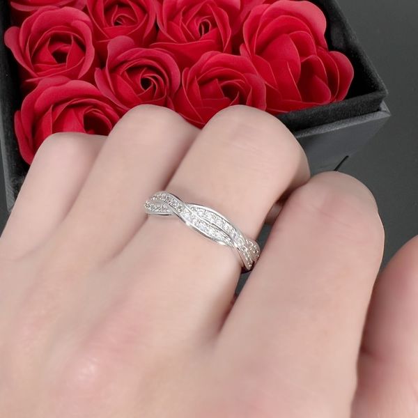 Bague en argent sterling 925, nœud celtique torsadé infini, zircone cubique, bague de mariage empilable