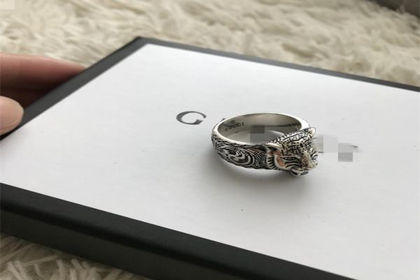 925 Sterling Silver Anneaux 3D Tiger Head Unique Animal Luxury Designer G Ring For Men Women Biker Punk Jewelry Boyfriend Gift Heny3323282