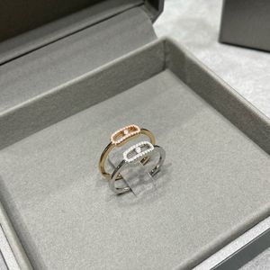 925 Sterling zilveren ringen voor vrouwen verplaatsen trouwring 18k roségouden ring met volledige strass