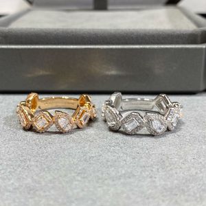 Anillos de plata de ley 925 para mujer, anillo de bodas, oro rosa de 18 quilates, diamante, nuevo diseño