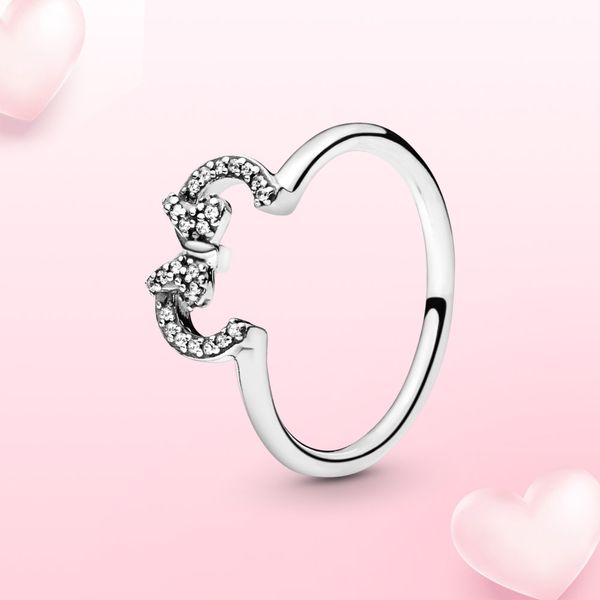 925 Sterling Silver Rings Real 925 silver Ring Bow mouse Ring bijoux Couple Heart Original Fit Pandora ring Jewelry Making DIY Gift