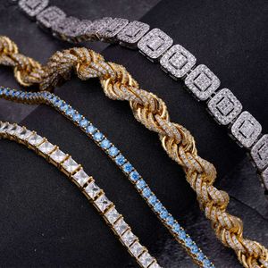 925 sterling zilveren touwketting ketting gedraaid vvs moissanite dikke 14k massief gouden touwketting