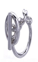 925 Sterling Zilveren Touw Ketting Ring Met Hoop Lock Voor Vrouwen Franse Populaire Sluiting Ring Sterling Zilveren Sieraden Maken5931916