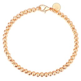 Bracelet en argent Sterling 925 Rose or pour femmes, chaîne de perles lisses creuses de 4mm, bijoux à la mode pour fête de fiançailles et de mariage