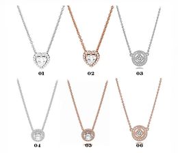 Collier en argent Sterling 925 en or Rose, en forme de cœur, lumière brillante, luxe, chaîne de clavicule de Niche de base pour femmes