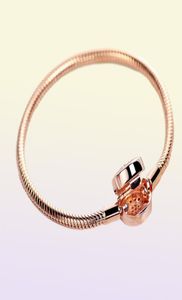 925 Sterling Silver Rose Gold Golde armband Sparkling Crown O Chain Fashion Bracelet Past voor Europese armbanden Charms and Beads2441034