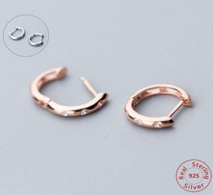 925 Sterling Silver Simple Cubic Zirconia Small Hoop Earring voor vrouwen Topkwaliteit 925 Zilveren sieraden Rose Gold4264828