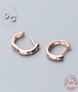 925 argent Sterling Simple zircon cubique petite boucle d'oreille pour les femmes de haute qualité 925 bijoux en argent Rose Gold4201173