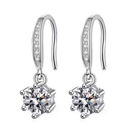 Boucles d'oreilles en argent sterling 925, Six griffes, 0.5-1ct, Moissamite, tempérament, fiançailles, anniversaire de mariage, cadeau pour dame