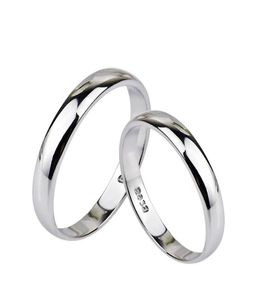 925 Sterling Silver Smooth Simple Couple Rings Solid Wedding Band Rings Fashion Jewelry for Women Men5443829