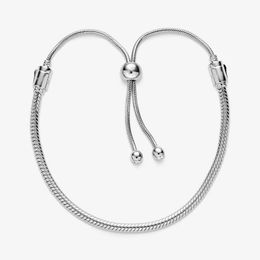 925 Sterling Silver Snake Chain Slider Bracelet avec Boîte Originale pour Pandora Femmes Filles Bijoux De Fête De Mariage Taille Réglable Charms Bracelets