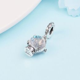 925 Sterling Silver Snowflake Snowglobe Dangle Bead Past op Europese sieraden Pandora Style Charm Bracelets