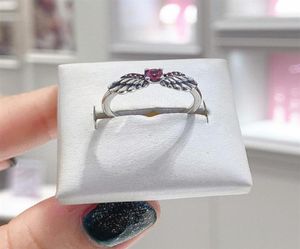 925 Bague d'anges scintillantes en argent sterling avec une bague de bijoux de style Pink Zirconia pour femmes279w2143126