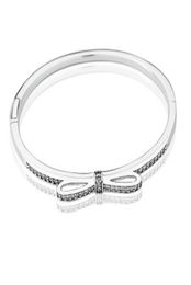 925 Bracelet de bracelet à arc étincelant en argent sterling Boîte d'origine pour p cz diamant femmes weddnig cadeau bijoux bracelets 3 k25978414