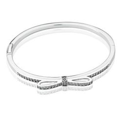 925 Sterling zilveren mousserende boogbangbandarmband originele doos voor p cz diamant dames wednig cadeau sieraden armbanden 3 k27686056