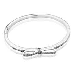 925 Sterling Zilver Sprankelende Boog Bangle Armband Originele Doos voor P CZ Diamant Vrouwen Weddnig Gift Sieraden Armbanden 3 K29058328