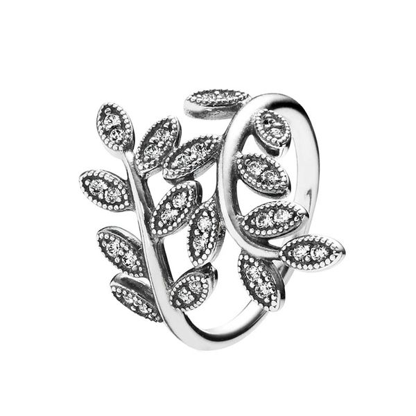 ANILLO de hojas brillantes de plata esterlina 925 para mujeres niñas con juego de caja original para anillos de diseñador de diamantes Pandora CZ