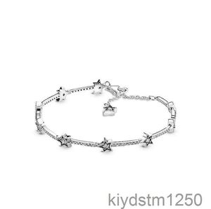 925 Sterling Silver Sparkling Star Charms Bracelets avec boîte Fit Fille Européenne Lady Perles Bijoux Bracelet Véritable Bracelet pour Femmes E6i4