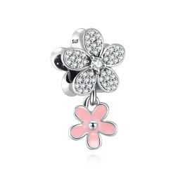 925 Sterling Silver Spring Daisy Flower Force's Fay Gift Heart Bread Fit Bracelet Bracelet Femmes Charmes Bijoux Accessoires