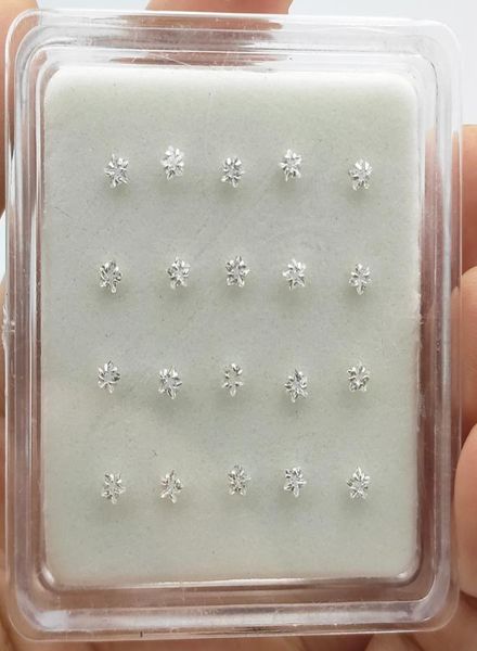 925 Sterling Silver Star Cumbic Zircon Nose Stud Body Piercing Jewelry 20pcspack3818095