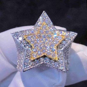 Designer Jewelry 925 Sterling Silver Star Ice Out Ring Hip Hop Sieraden Custom 14K 18K Gold VVS Moissanite Ring