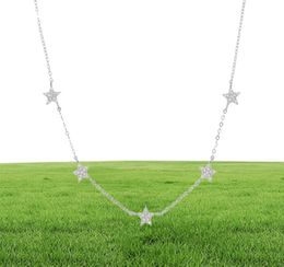 925 Sterling Silver Star Necklace Micro Pave CZ Cute Mooie Star Charm Delicate Minimale fijne zilveren ketting Choker Charmante ketting7176979