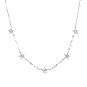 Collar de estrella de Plata de Ley 925 con micro pavé cz, bonito y encantador colgante de estrella, gargantilla de cadena de plata fina y delicada, collares encantadores