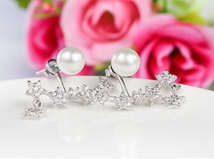 Boucles d'oreilles en argent sterling 925 bijoux fantaisie étoiles goutte d'eau avec perles zircone diamant cristal style élégant boucle d'oreille pour les femmes