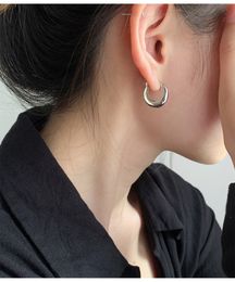 Boucles d'oreilles créoles en argent Sterling 925 pour femmes, nouveau haut de gamme, léger, luxe, Design de Niche, tempérament, Style froid, accessoires de bijoux, 2021