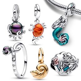 925 sterling zilver Summer Dangle Charm Marine Series Anime Character Suspension Beads Geschikt voor primitieve vrouwelijke Pandora-armband Gratis levering