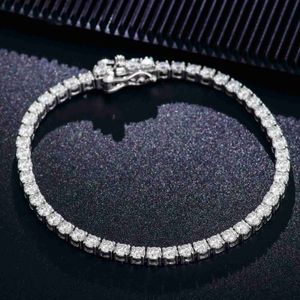 925 Sterling Silver Tennis 6-9 Pouce Tennis Chaîne Bracelet 4mm Moissanite Prong Réglage Hiphop Style pour Homme En Gros