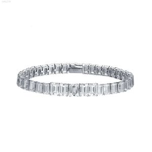 925 Chaîne de tennis en argent sterling D Couleur VVS 34Ct Bracelet à coupe émeraude totale