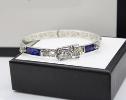 925 argent sterling tête de tigre bleu émail couple bracelet hommes et femmes marque de luxe exquis mode rétro charme bijoux cadeau8964129
