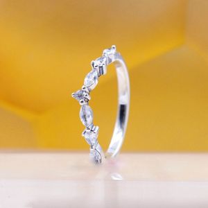 925 Sterling Silver Tijdloze wens Sparkling afwisselende ring met heldere kubieke zirconia fit Pandora sieraden verloving bruiloftliefhebbers Fashion Ring for Women