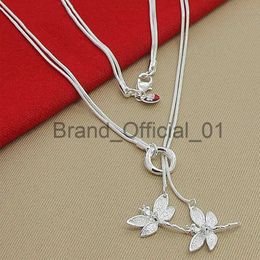 925 Sterling Silver Two Dragonfly hanger ketting voor vrouwen slangenketting ketting bruiloft verloving sieraden x0810