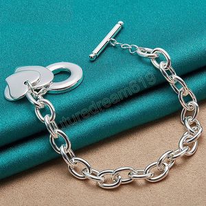 925 argent Sterling deux coeur pendentif Bracelet chaîne pour femmes homme mariage fiançailles mode charme fête bijoux